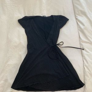 brandy melville black and white polka dot wrap dress